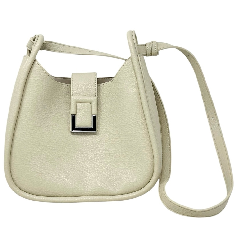 Miztique Chic Cream Faux Leather Shoulder Bag with Silver Accents Classic
